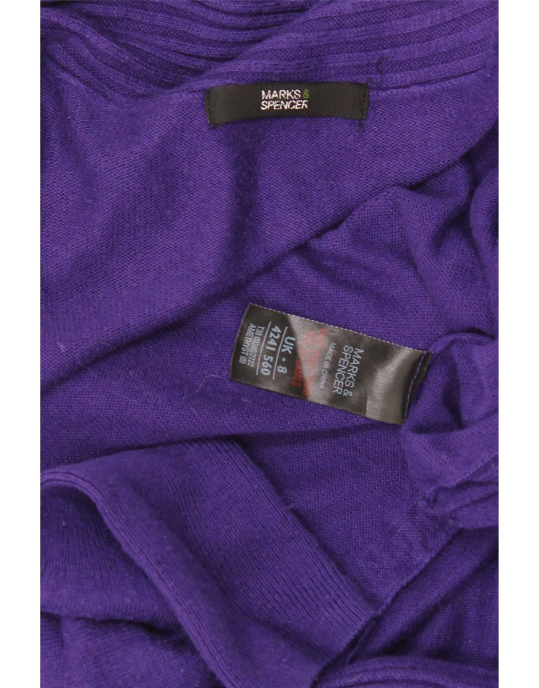 Marks & Spencer Dame Longline Åben Cardigan Sweater UK 8 Lille Lilla