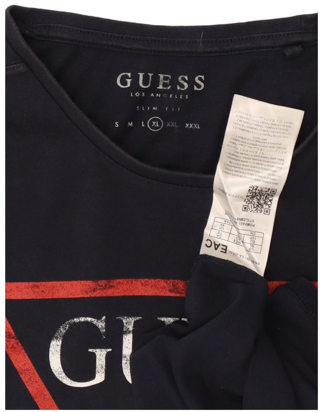 Guess Herre grafisk T-shirt Top Stor marineblå bomuld