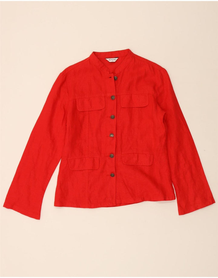A WEAR Womens Utility Jacket UK 12 Medium Red Linen