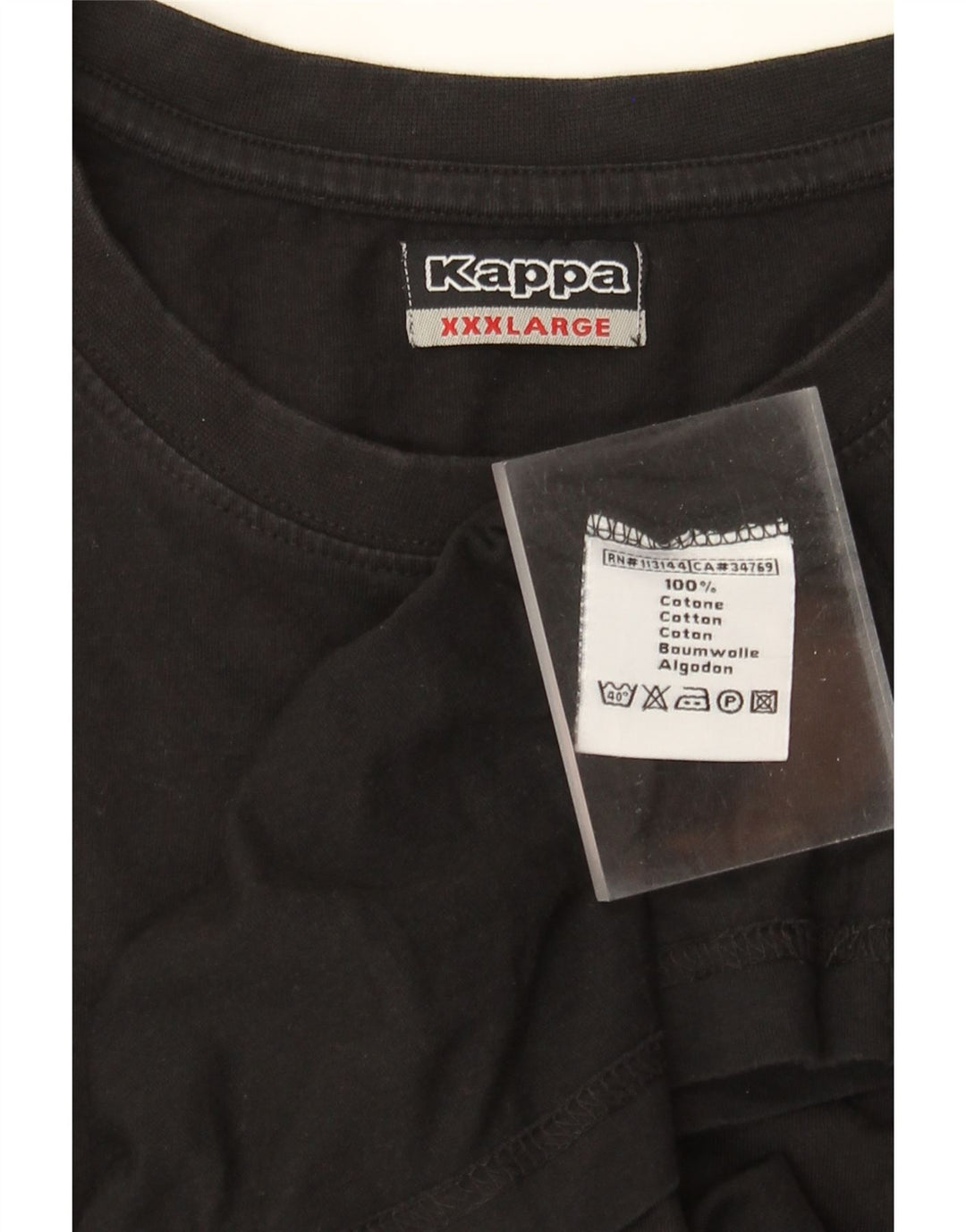 Kappa Herre T-Shirt Top 3XL Sort Bomuld