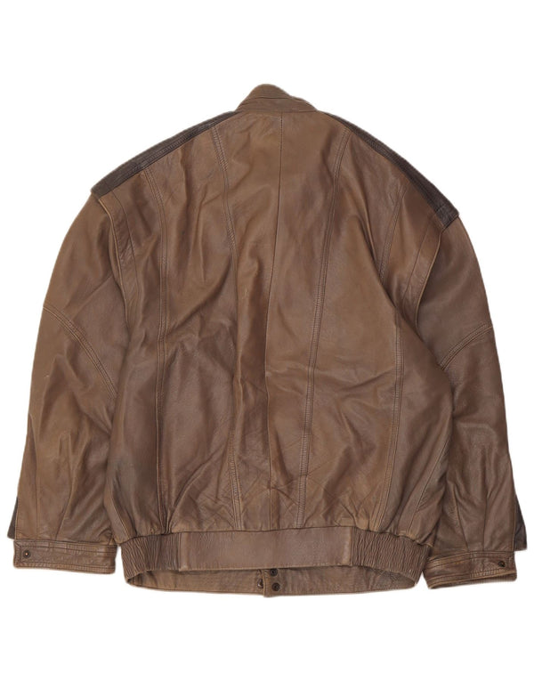 Vintage Læderjakke til mænd IT 48 Medium Brun Colourblock Læder