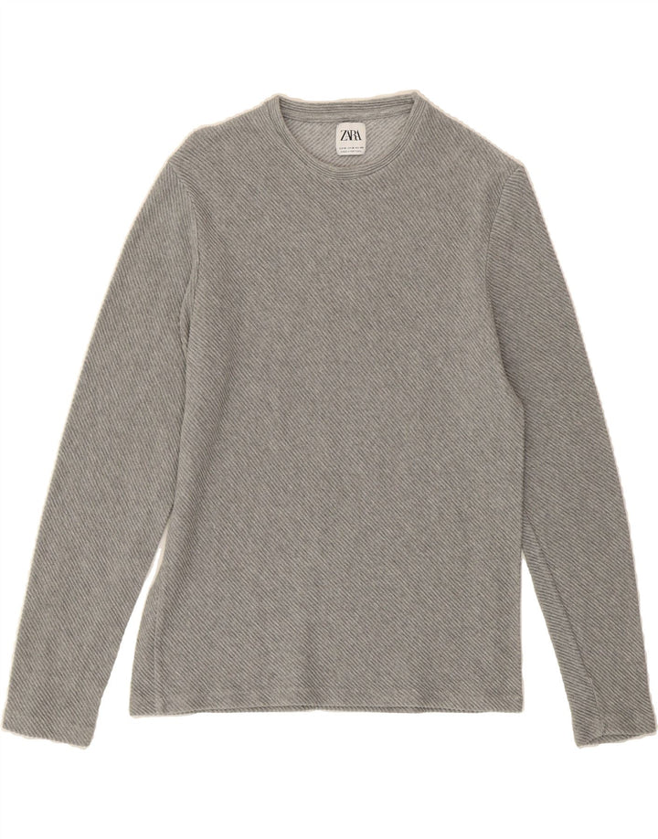 ZARA Womens Crew Neck Jumper Sweater UK 12 Medium Grey Vintage Zara and Second-Hand Zara from Messina Hembry 