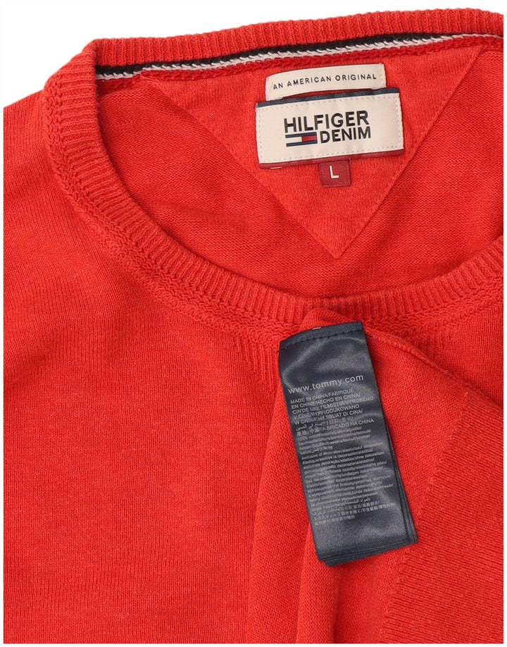 Tommy Hilfiger Herre Crew Neck trøje Sweater Large Rød Bomuld