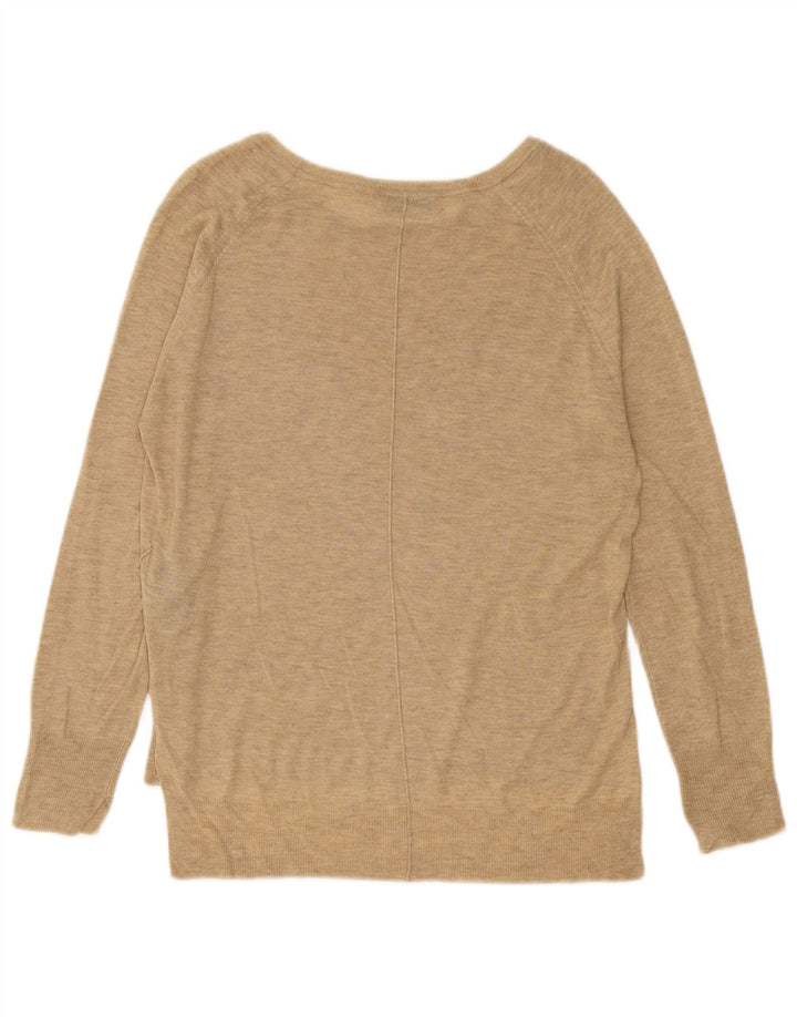 Zara Dame Boat Neck Jumper Sweater UK 14 Medium Beige Viscose
