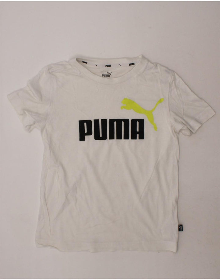 PUMA Boys Graphic T-Shirt Top 9-10 Years White Cotton Vintage Puma and Second-Hand Puma from Messina Hembry 