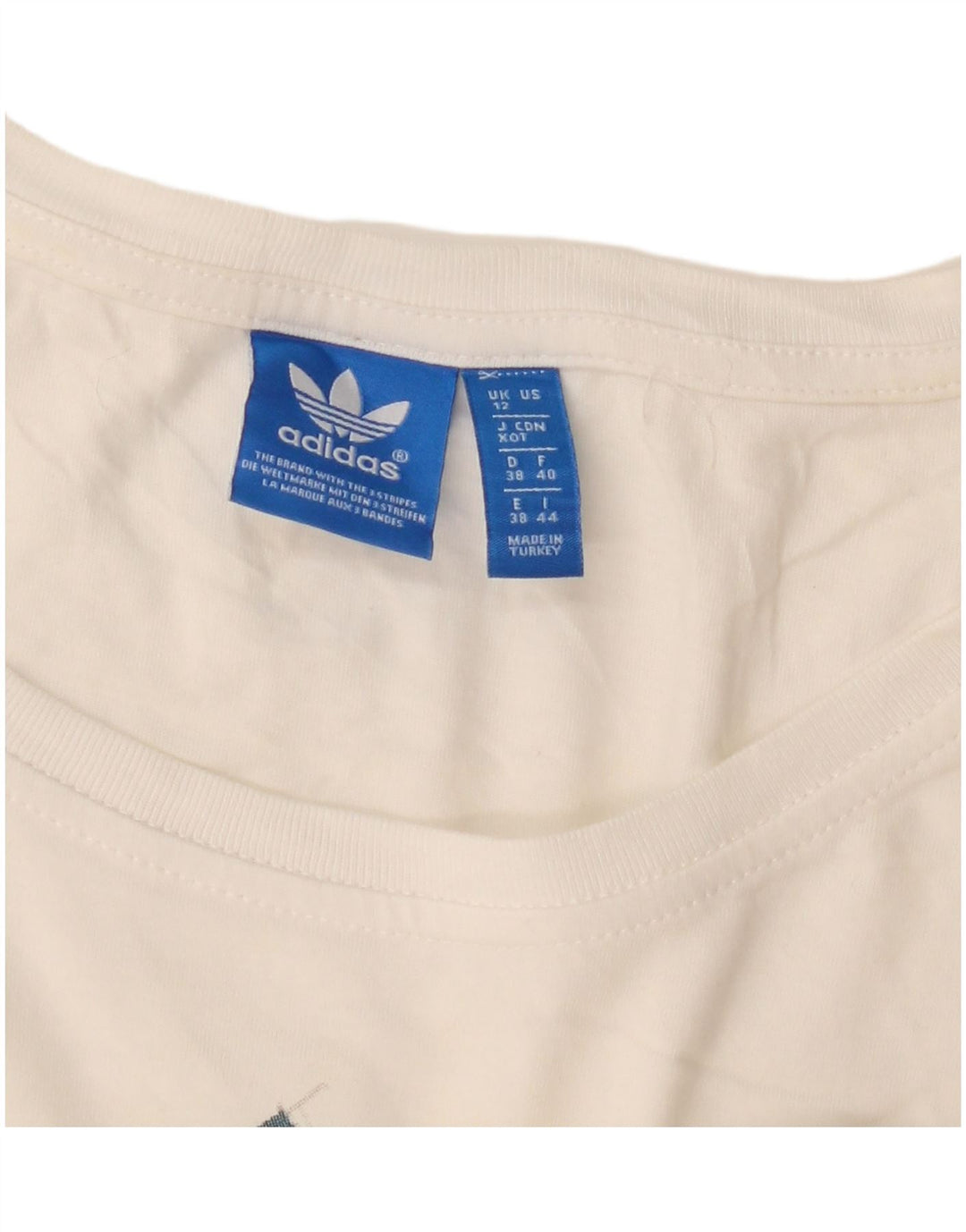 Adidas Dame Grafisk T-Shirt Top UK 12 Medium White