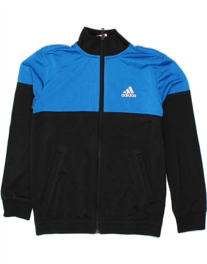 ADIDAS Boys Tracksuit Top Jacket 9-10 Years Black Colourblock Polyester Vintage Adidas and Second-Hand Adidas from Messina Hembry 