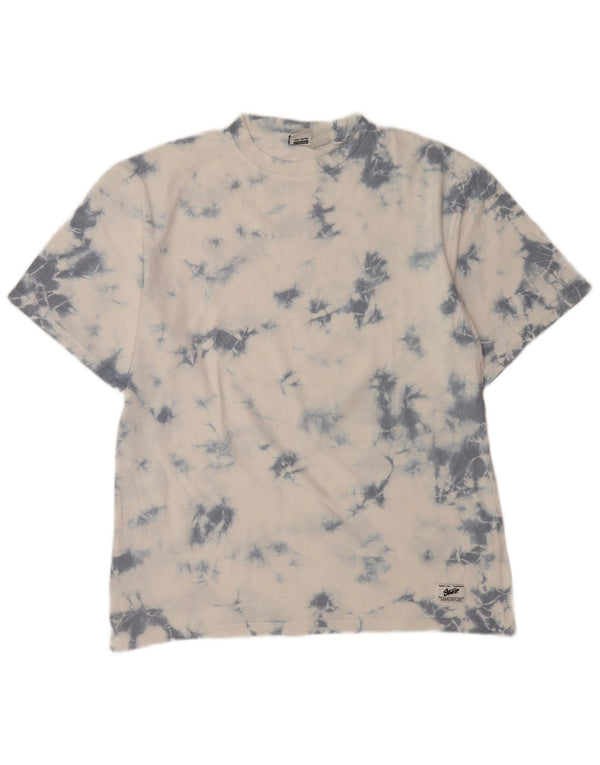 Pull & Bear Herre T-Shirt Top XS Hvid Tie Dye Bomuld