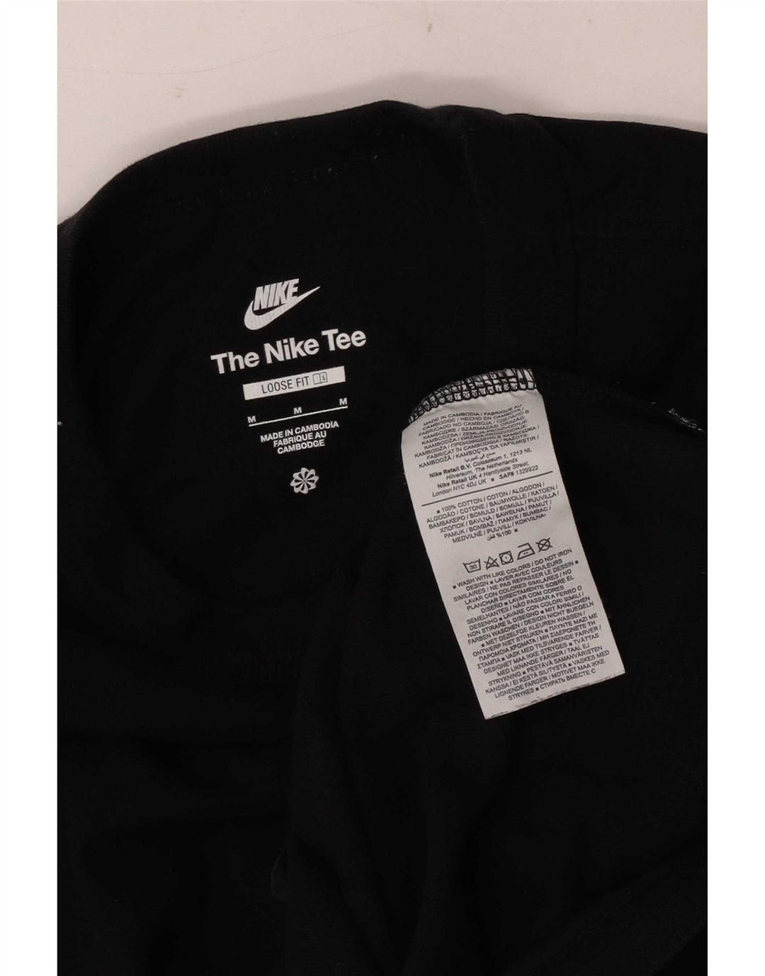 Nike Herre Loose Fit T-shirt Top Medium Sort Bomuld