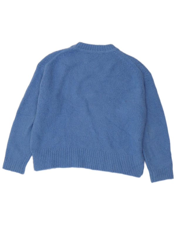 Zara Womens Oversized Crew Neck Jumper Sweater UK 14 Medium Blue Acryl