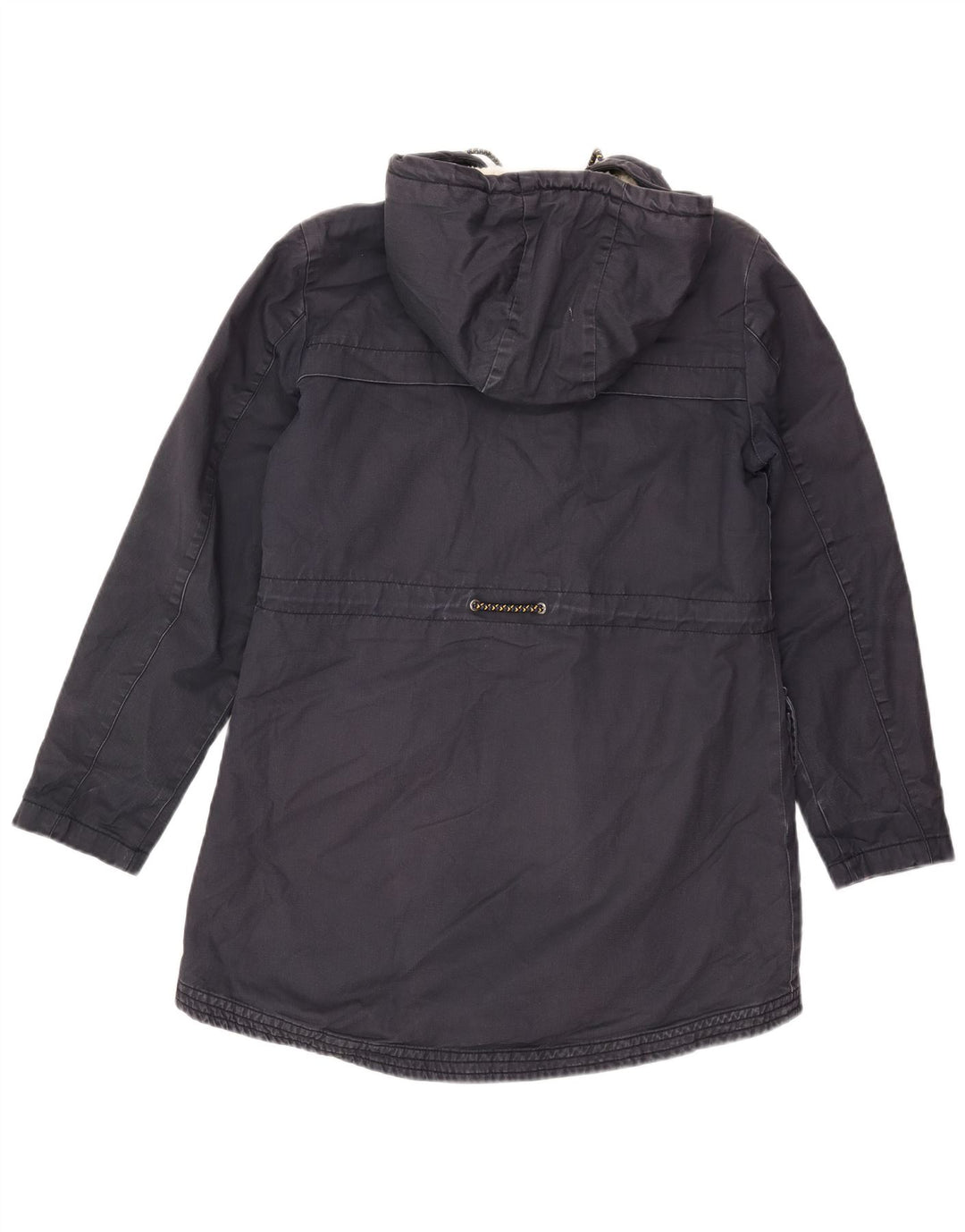 White Stuff Dame Hooded Parka Jacket UK 8 Small Navy Blue Cotton