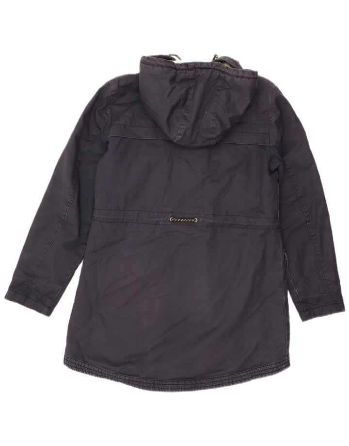 White Stuff Dame Hooded Parka Jacket UK 8 Small Navy Blue Cotton