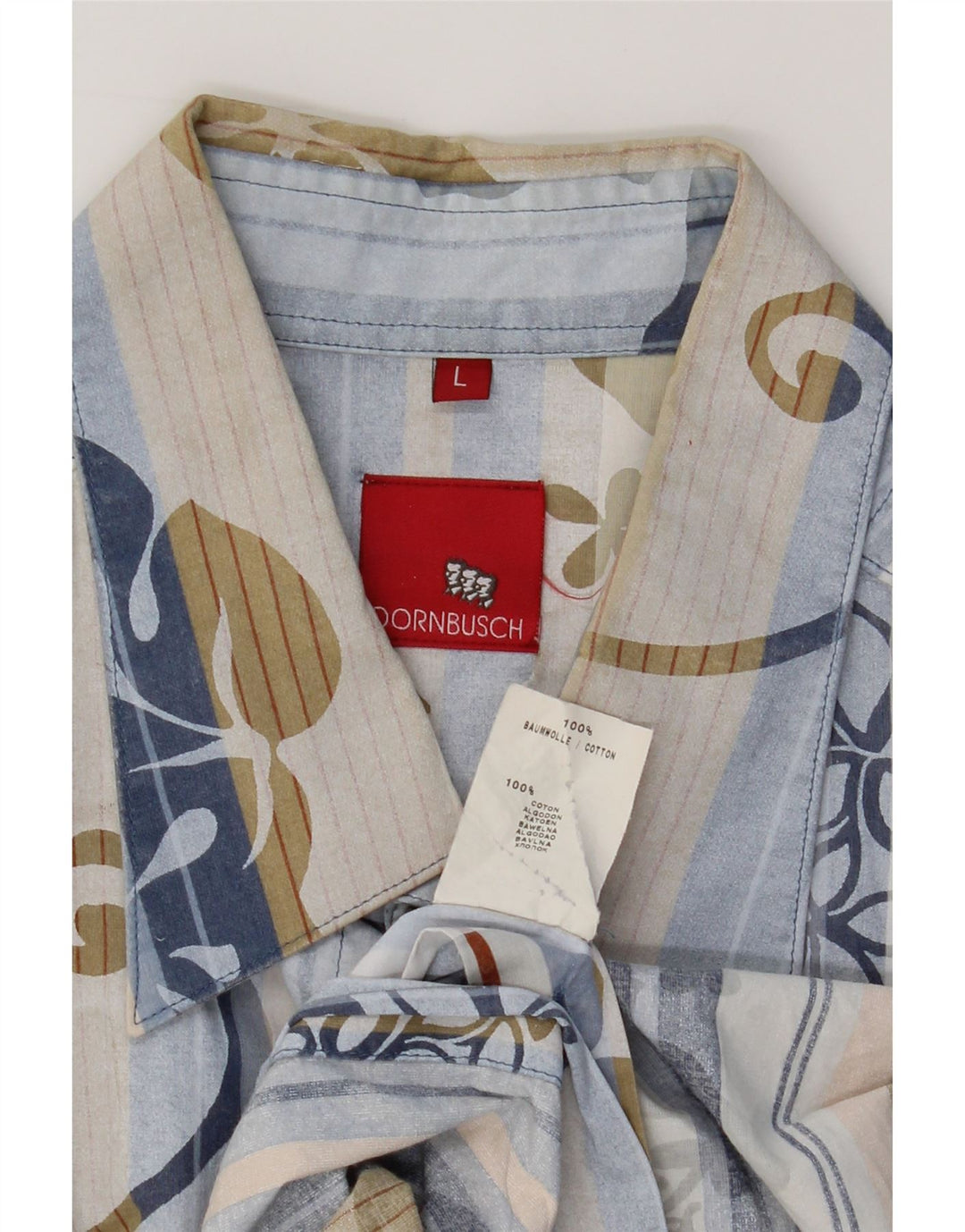 DORNBUSCH Mens Short Sleeve Shirt Large Blue Floral Cotton Vintage Dornbusch and Second-Hand Dornbusch from Messina Hembry 