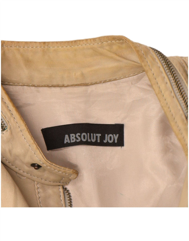 Vintage læderjakke til kvinder UK 16 Stort beige læder