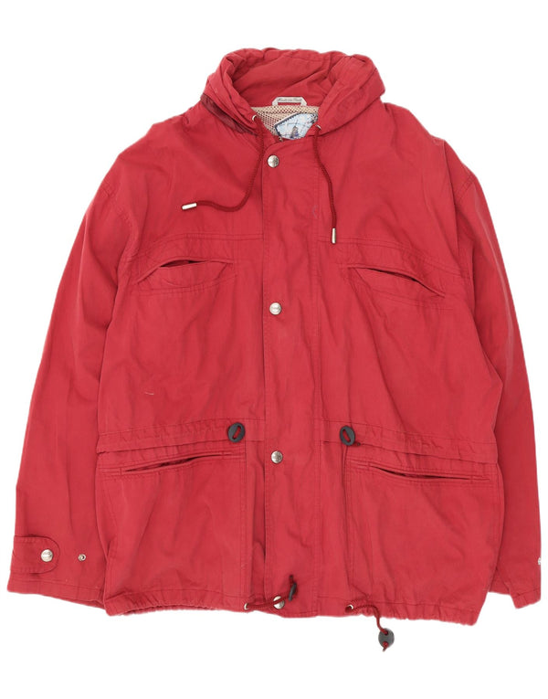 Wampum Mens Hooded Utility Jacket UK 40 Large Red Polyamide