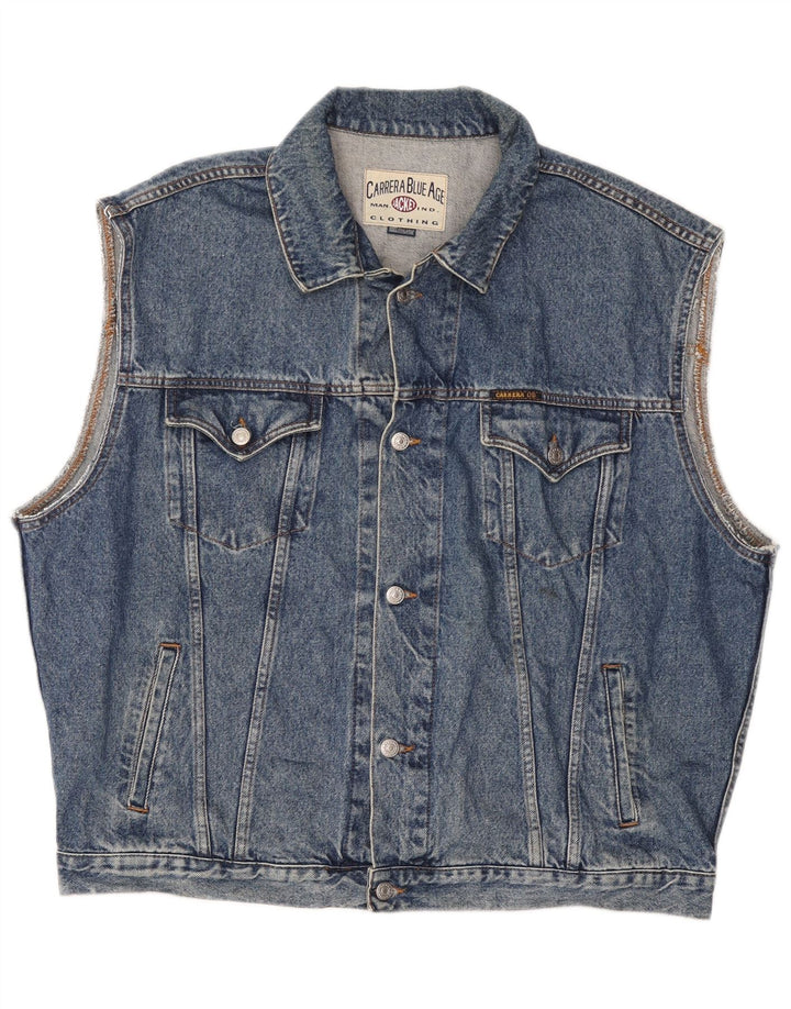 CARRERA Herre Denim Gilet UK 44 2XL Blå Bomuld
