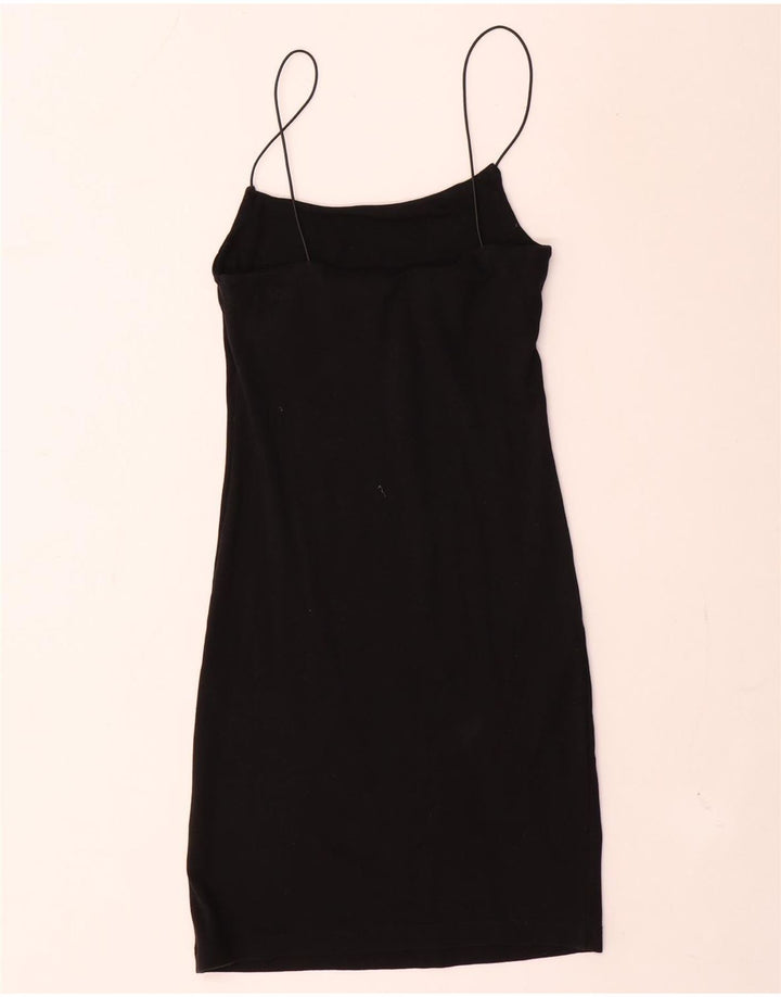 Zara Dame Slip Dress UK 12 Medium Sort Bomuld