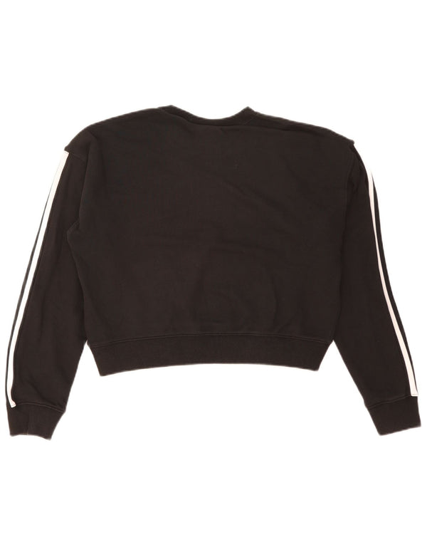 Adidas Womens Oversized Crop Sweatshirt Jumper UK 8 Small Black Bomuld