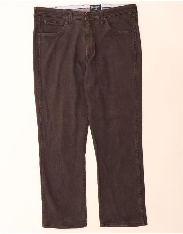 Wrangler Herre Arizona Stretch Straight Jeans W38 L31 Grå Bomuld