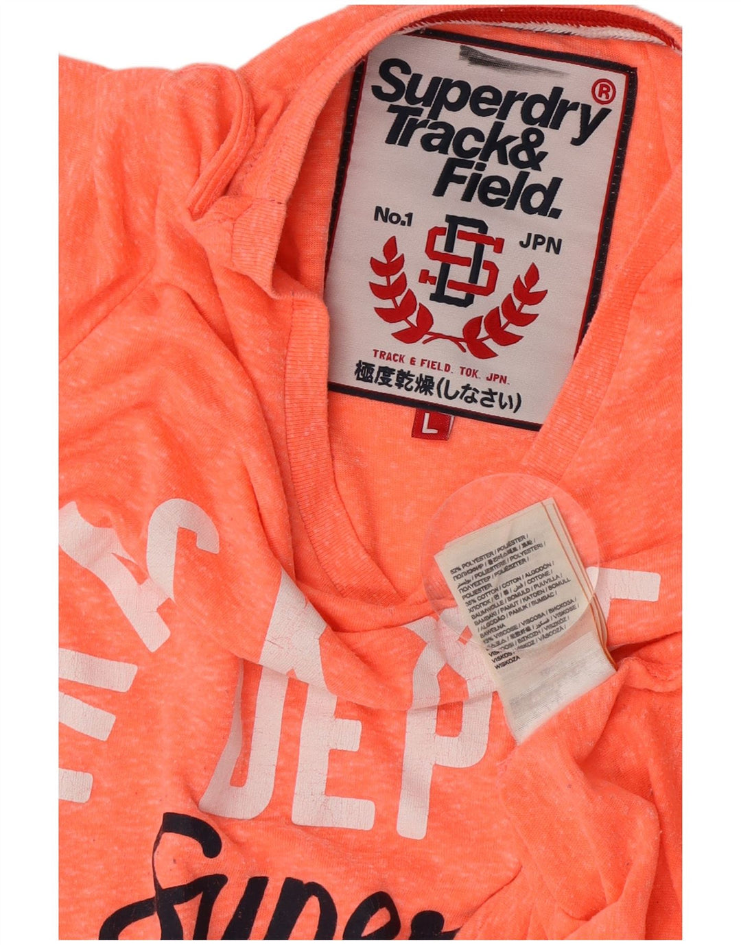 Superdry grafisk T-shirt top til kvinder UK 14 Stor orange flækket polyester