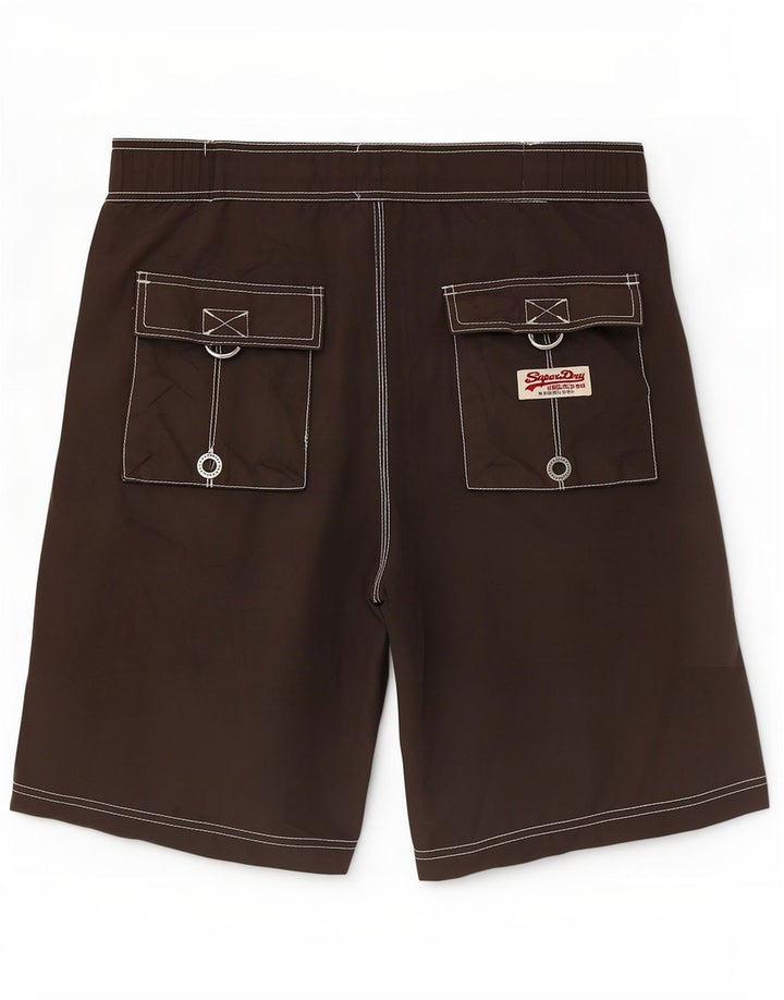 Superdry Grafiske svømmeshorts til mænd, små brune polyester