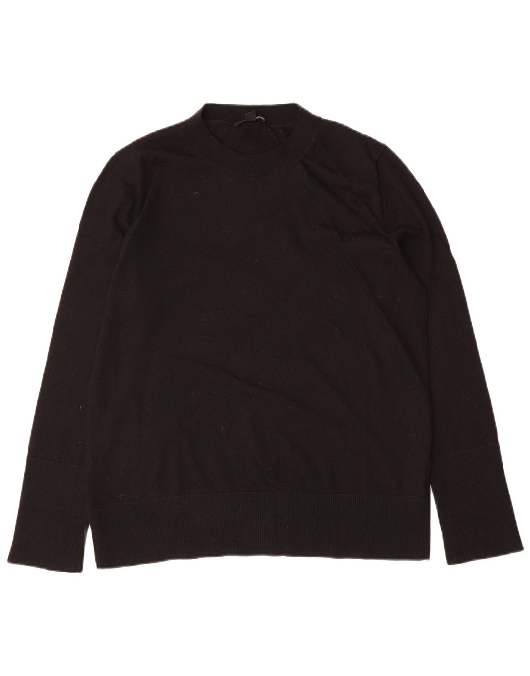 Cos Dame Oversized Crew Neck Jumper Sweater UK 10 Small Black Wool