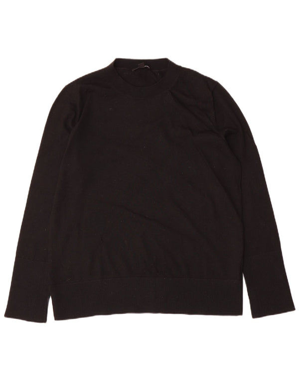 Cos Dame Oversized Crew Neck Jumper Sweater UK 10 Small Black Wool