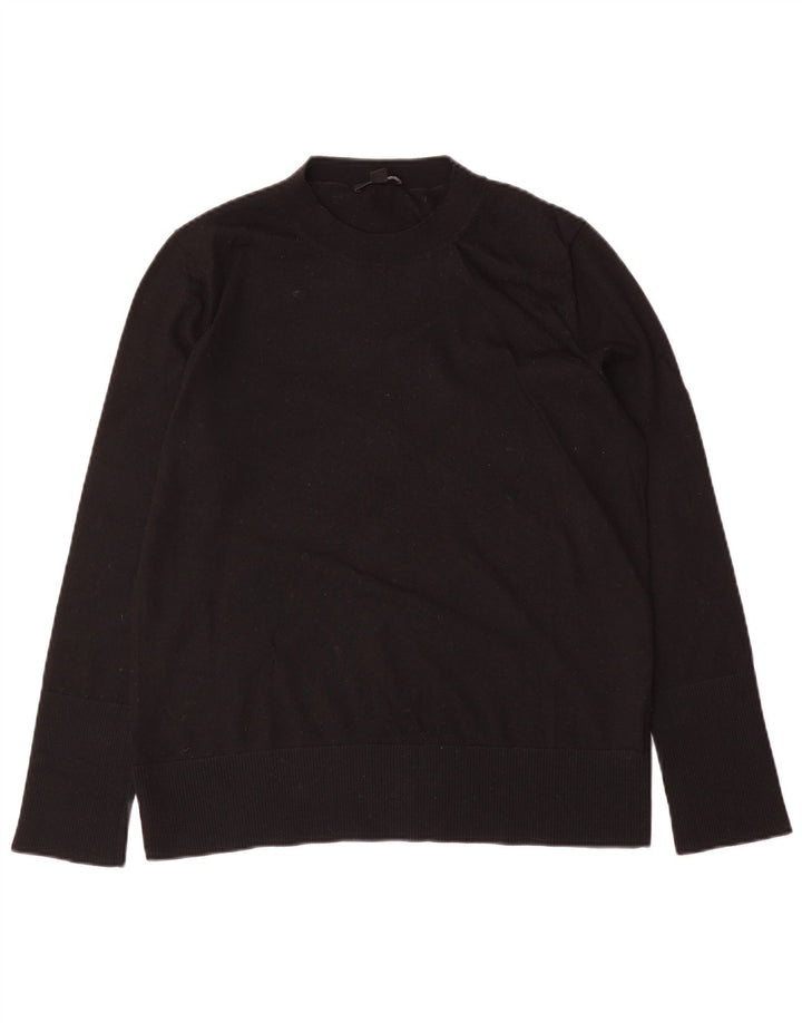 Cos Dame Oversized Crew Neck Jumper Sweater UK 10 Small Black Wool