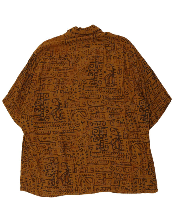 Ingram Mens Abstract Pattern Short Sleeve Shirt Size 43 17 XL Brown Viscose