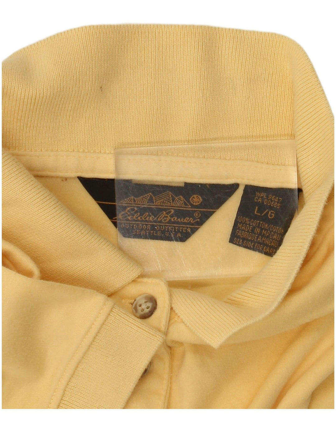 EDDIE BAUER Dame Polo Shirt UK 16 Stor Gul Bomuld