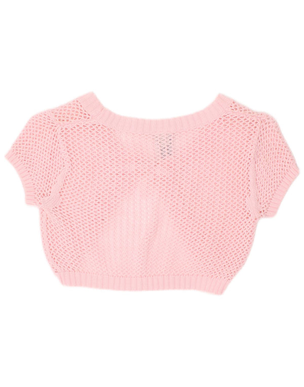 Gap Girls Kortærmet Crop Cardigan Sweater 7-8 år Medium Pink Bomuld