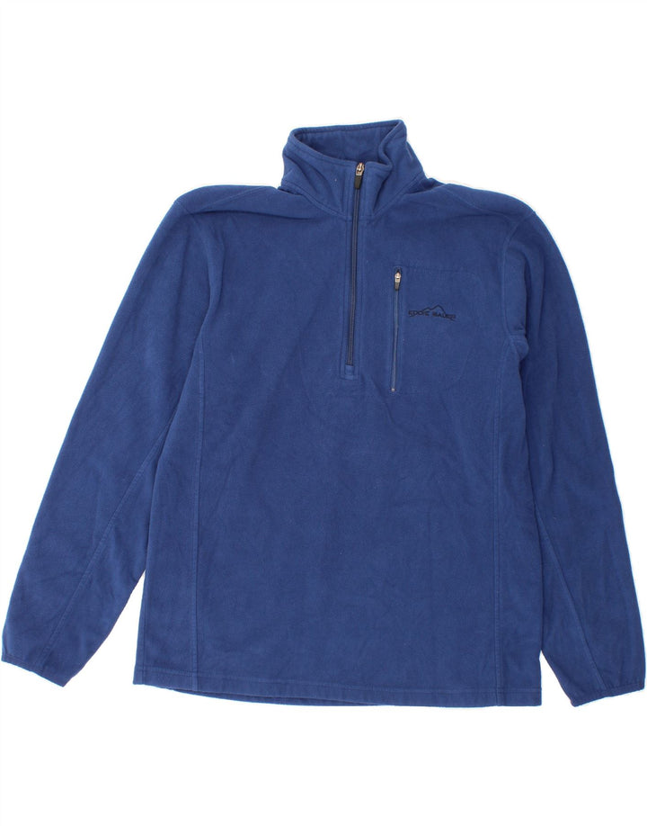 EDDIE BAUER Mens Zip Neck Fleece Jumper Small Navy Blue Polyester Vintage Eddie Bauer and Second-Hand Eddie Bauer from Messina Hembry 