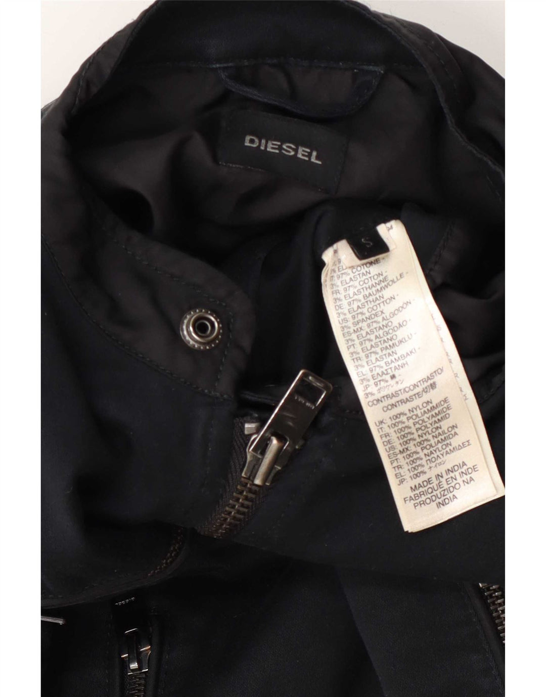 Diesel Herre Biker Jacket UK 36 Small Navy Blue Cotton