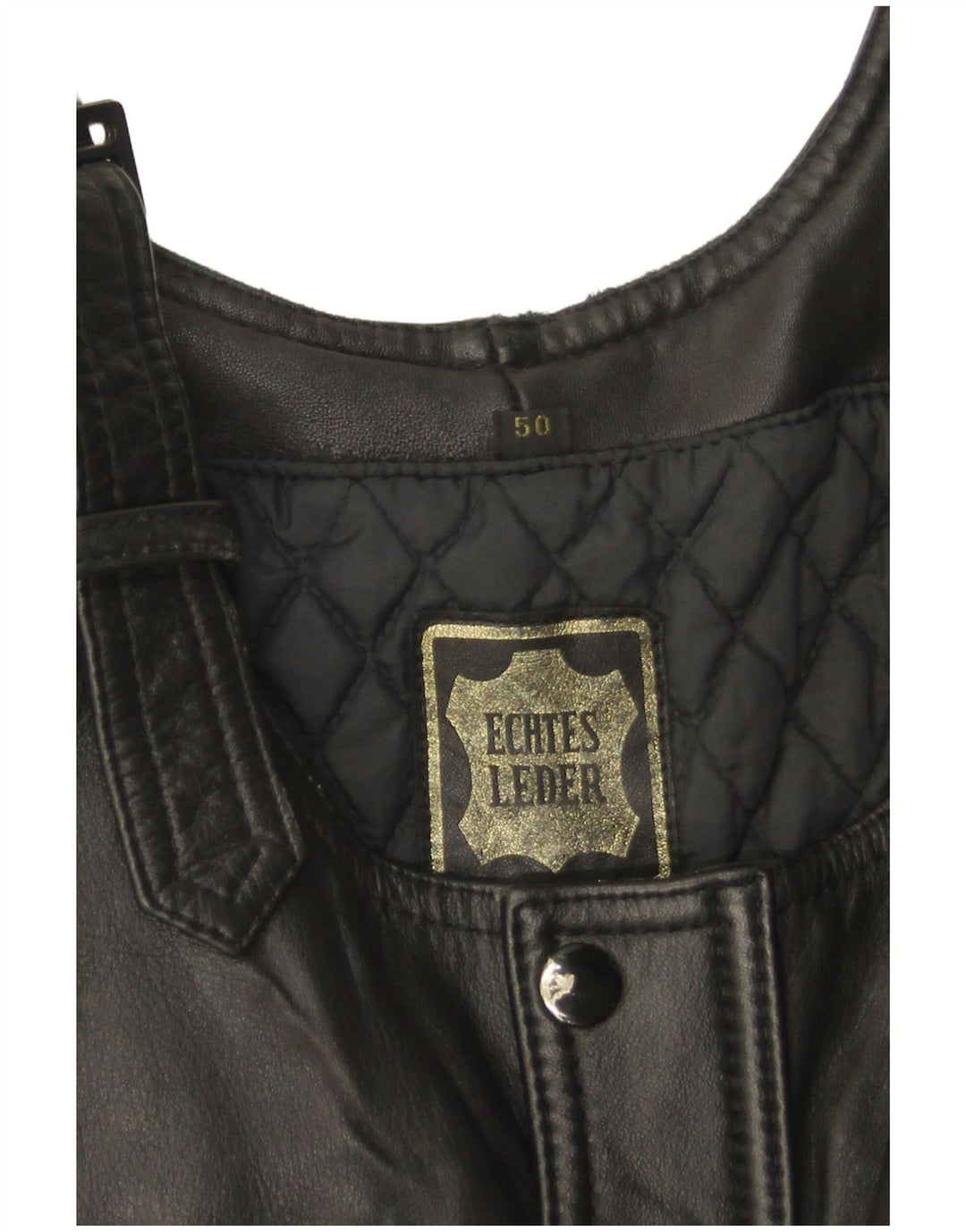 VINTAGE Dame Ærmeløs Læder Jumpsuit UK 12 Medium Sort Læder