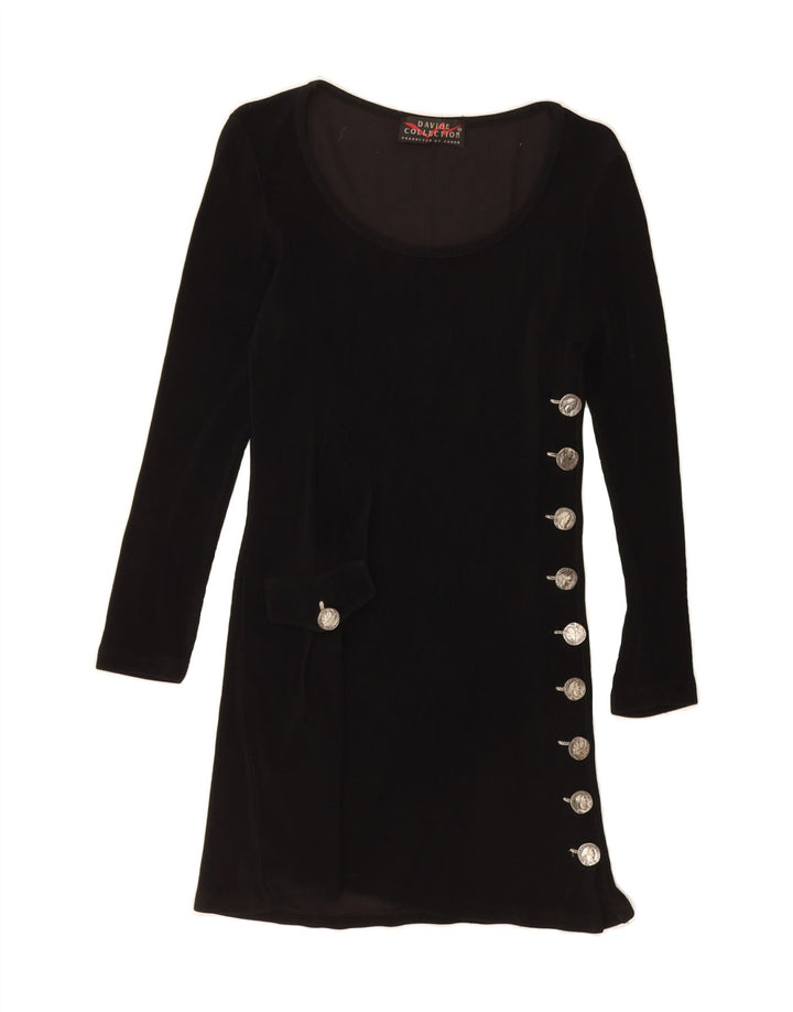 PHARD Womens Long Sleeve Basic Dress UK 12 Medium Black Viscose Vintage Phard and Second-Hand Phard from Messina Hembry 