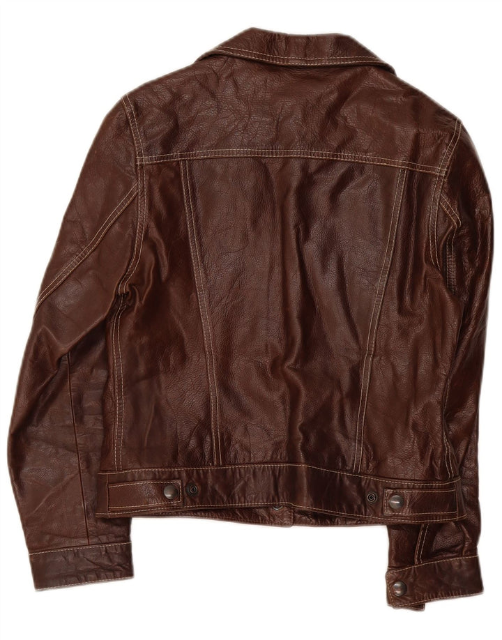 Eyes's Fashion Dame Crop Læderjakke IT 42 Medium Brun