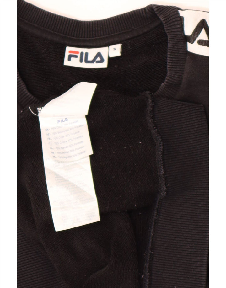 Fila Herre Grafisk Sweatshirt Jumper Lille Sort Colourblock Bomuld