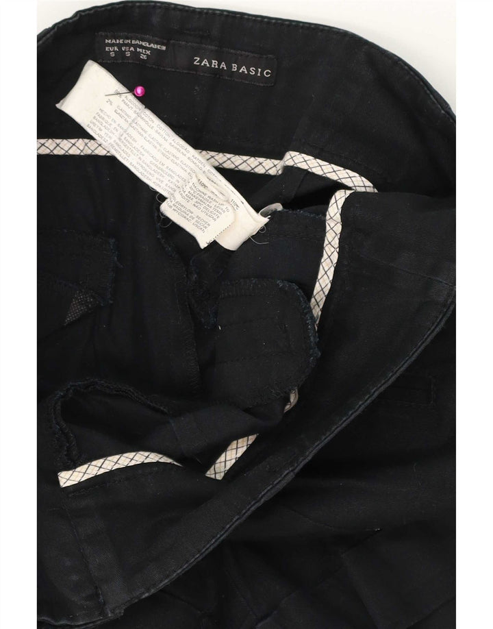 Zara Chino Shorts til kvinder Small W26 Sort bomuld