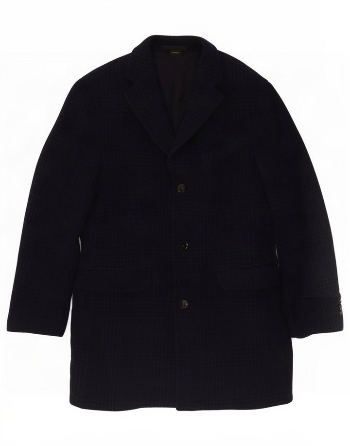 Massimo Dutti Herre Overfrakke EU 48 Medium Navy Blue Houndstooth Uld