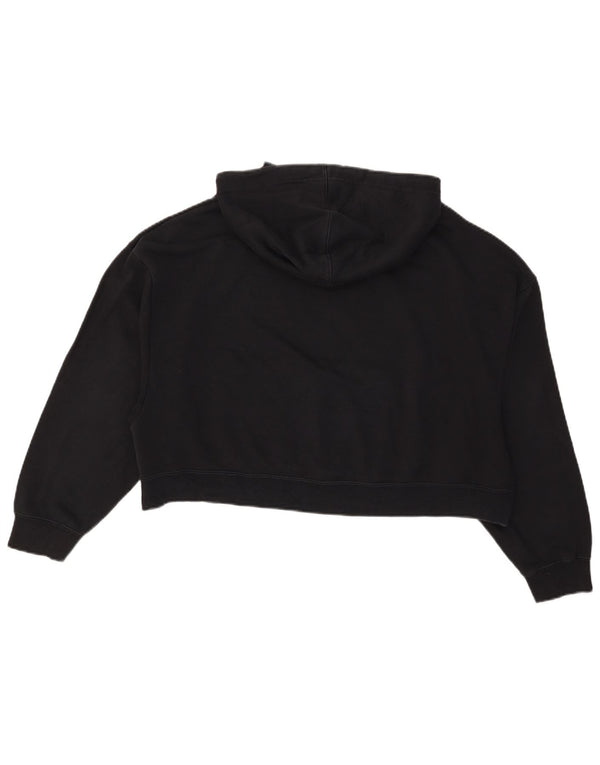 Nike Dame Oversized Crop Graphic Hoodie Jumper UK 6 XS Sort