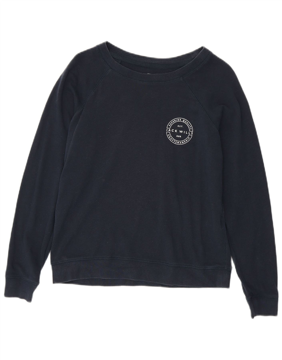 Jack Wills Dame Sweatshirt Jumper UK 10 Small Navy Blue Bomuld