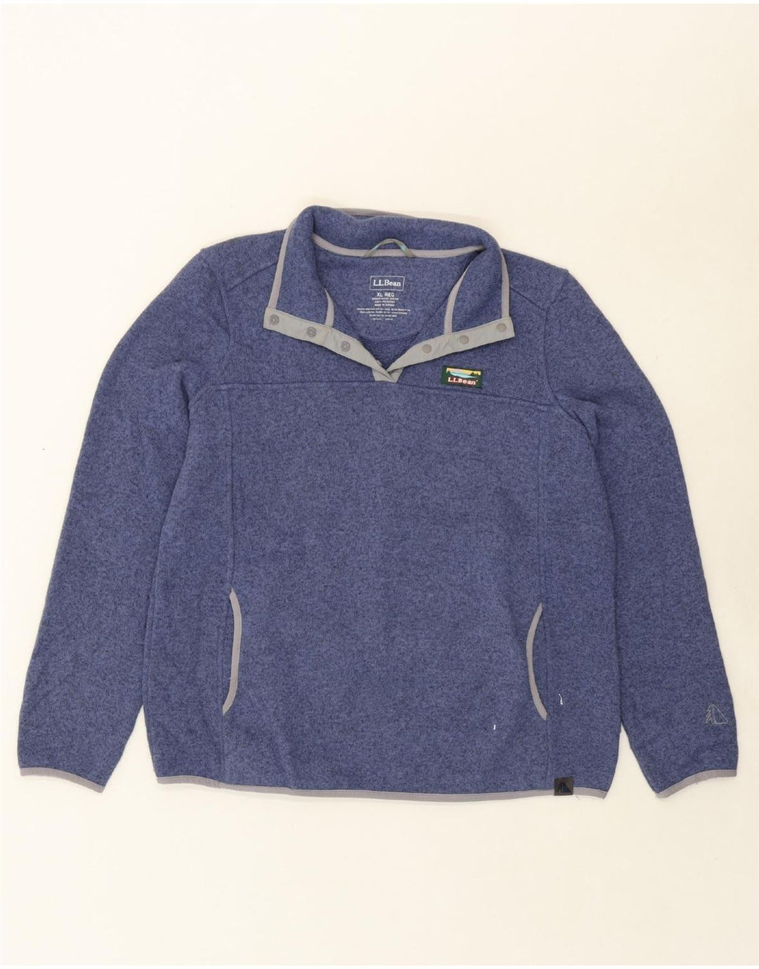 L.L.BEAN Womens Button Neck Sweatshirt Jumper UK 18 XL Blue Polyester Vintage L.L.Bean and Second-Hand L.L.Bean from Messina Hembry 