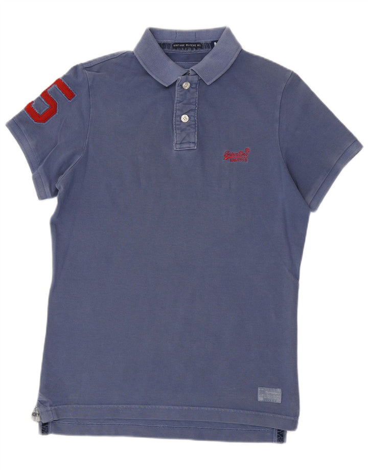 Superdry grafisk poloshirt til mænd mellemblå bomuld