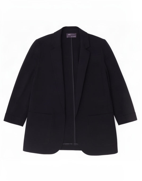 Marks & Spencer Womens Open Blazer Jacket UK 14 Large Navy Blue Polyester