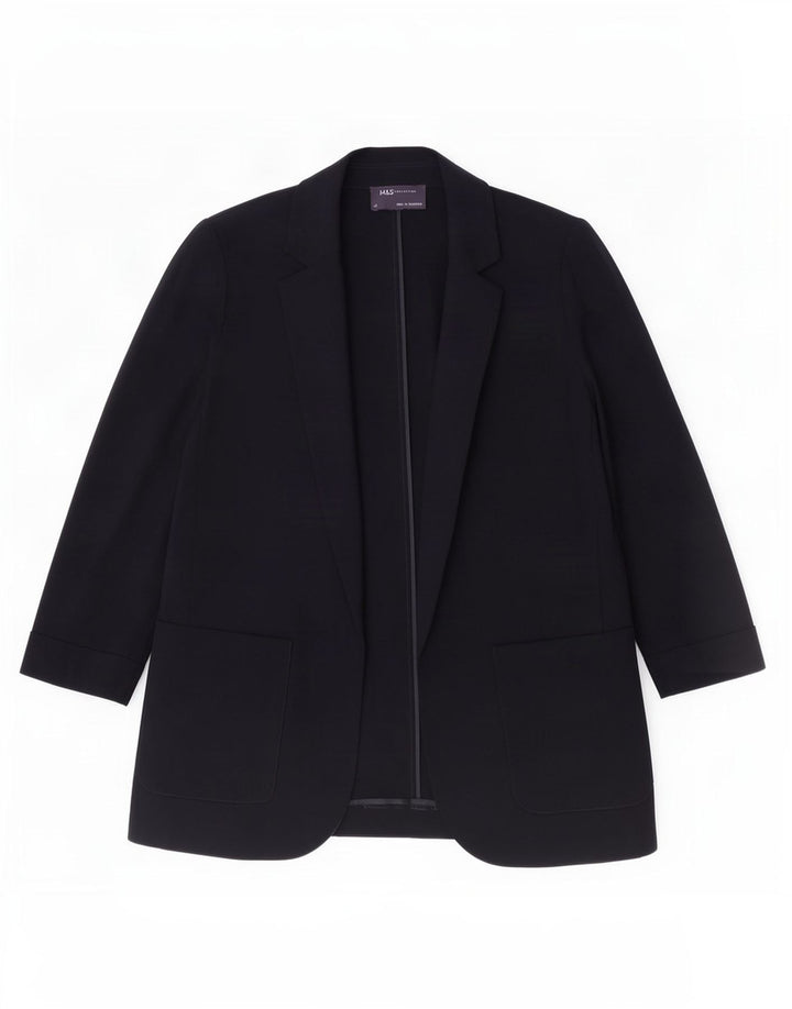 Marks & Spencer Womens Open Blazer Jacket UK 14 Large Navy Blue Polyester