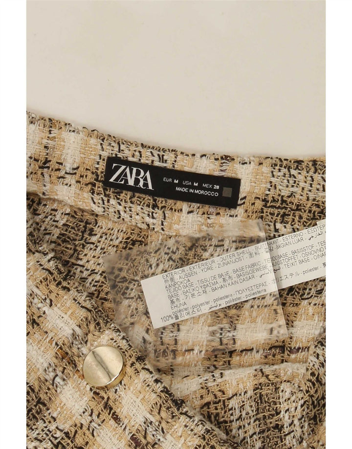 Zara Casual Shorts til kvinder Medium W28 brun ternet polyester