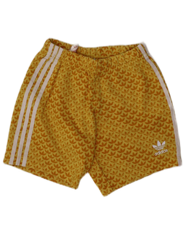 ADIDAS Girls Graphic Sport Shorts 2-3 Years  Yellow Cotton