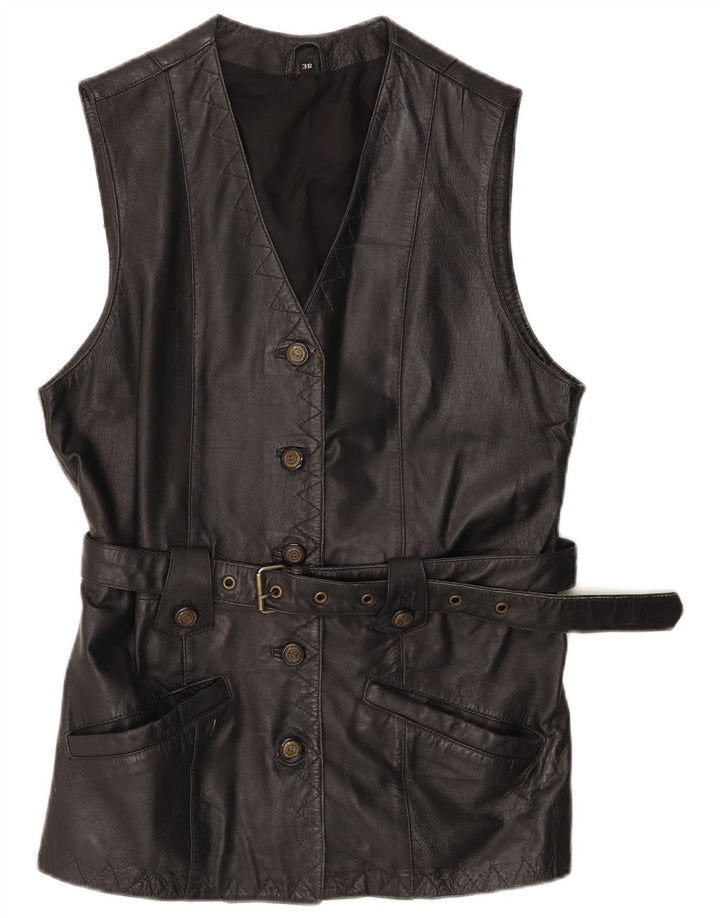Ny Hurtig dame læder Gilet EU 38 medium sort læder