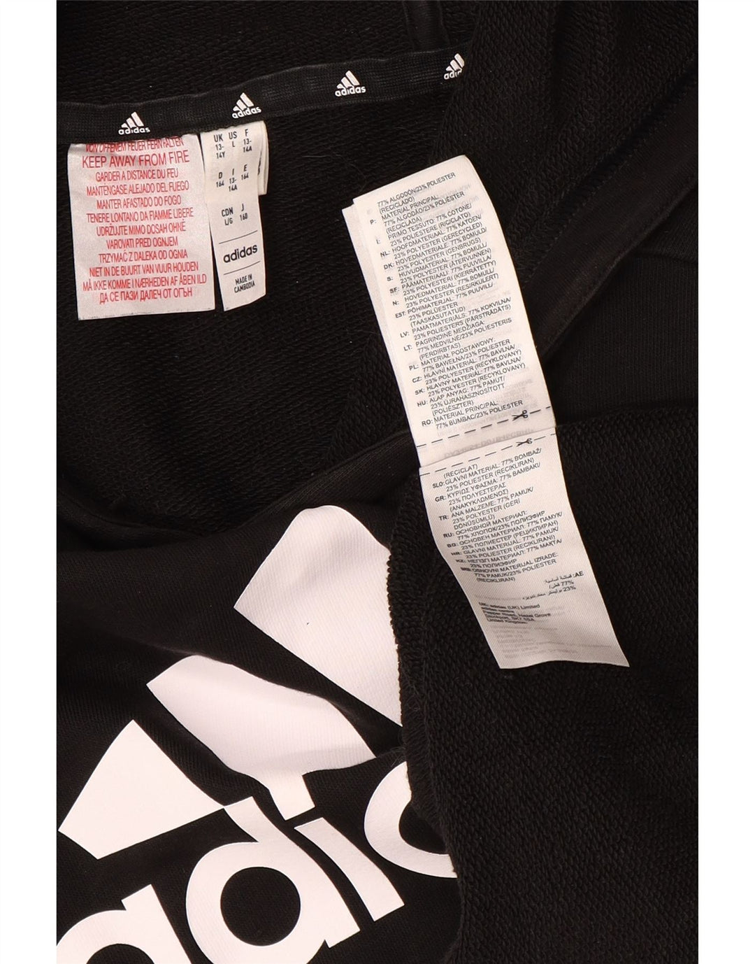 ADIDAS Grafisk hættetrøje til drenge 13-14 år Sort bomuld