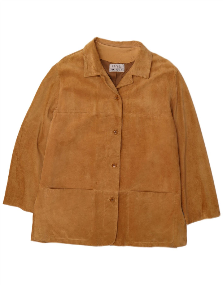 Martin Eden Dame Ruskind 4 Button Blazer Jacket IT 48 XL Beige Læder